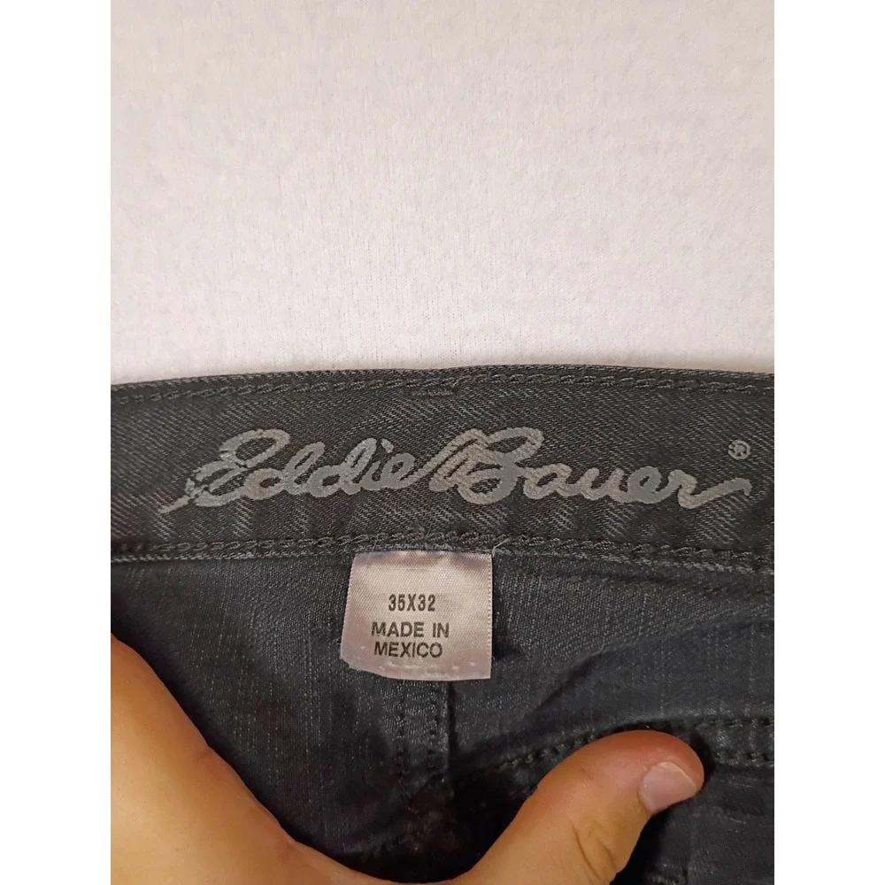 Rugged Gorpcore Eddie Bauer Mens 35x32 Charcoal Black Straight Leg Cotton Jeans
